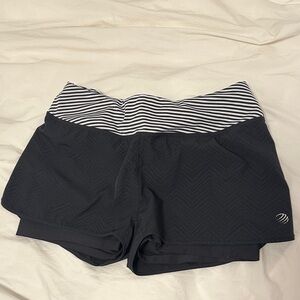 Women's Black Athletic Shorts with Striped Waistband